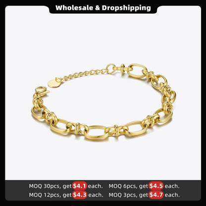 ENFASHION Bowknot Circles Chain Bracelets For Women Gold Color Bracelet Stainless Steel Fashion Jewelry Pulseras Mujer B202194