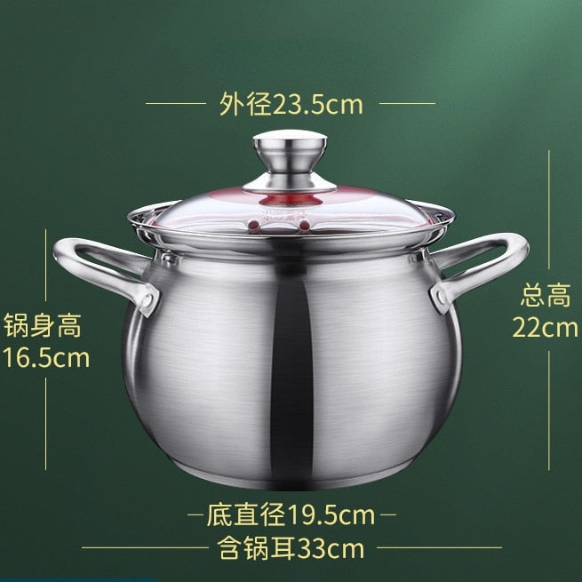 stainless steel Soup big cooking pot Thickened soup pot New design General use of gas in induction cooker for porridge pot