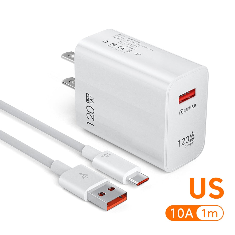 Olaf 120W USB Charger Fast Charging QC3.0 USB C Cable Type C Cable Mobile Phone Chargers For Huawei Samsung Xiaomi Quick Charge