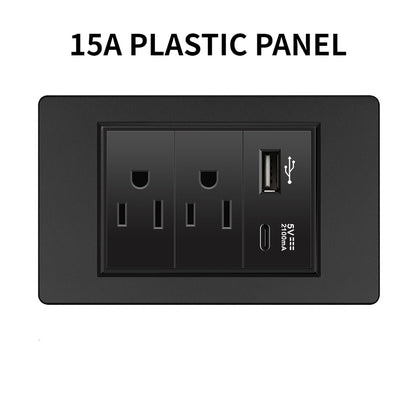 20A Brazil/US/Italy/Chile Plug Wall Sockets USB Type C Pressure Switch Plastic/ Tempered Glass 118 Panel Outlets Home Office