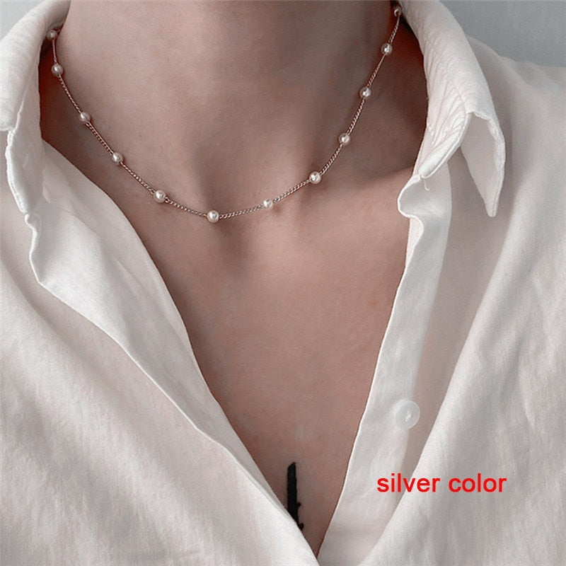 2022 Popular Silver Colour Sparkling Clavicle Chain Choker Necklace Collar For Women Fine Jewelry Wedding Party Birthday Gift