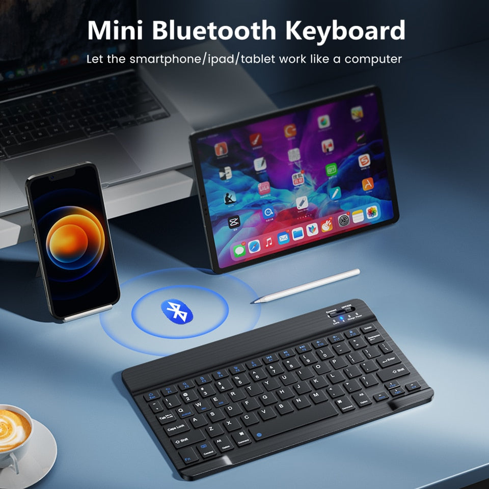 Mini Bluetooth Keyboard Wireless Keyboard Rechargeable For Phone Tablet Russian Spanish Keyboard For Android ios Windows