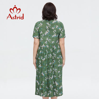 Astrid Women&#39;s Summer Dress 2023 for Women Cotton Long A Boho Casual Elegant Vintage Dresses Oversize Floral Print with Pocket