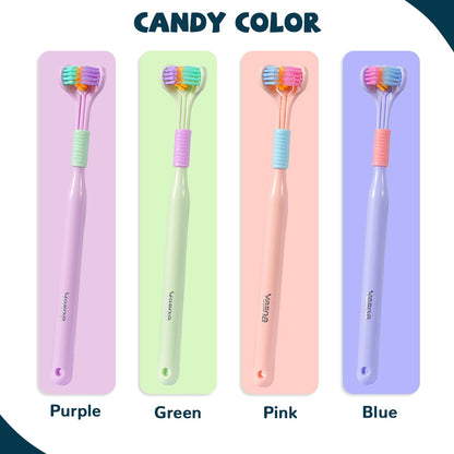 3D Stereo Three-Sided Toothbrush PBT Ultra Fine Soft Hair Adult Toothbrushes Tongue Scraper Deep Cleaning Oral Care Teeth Brush