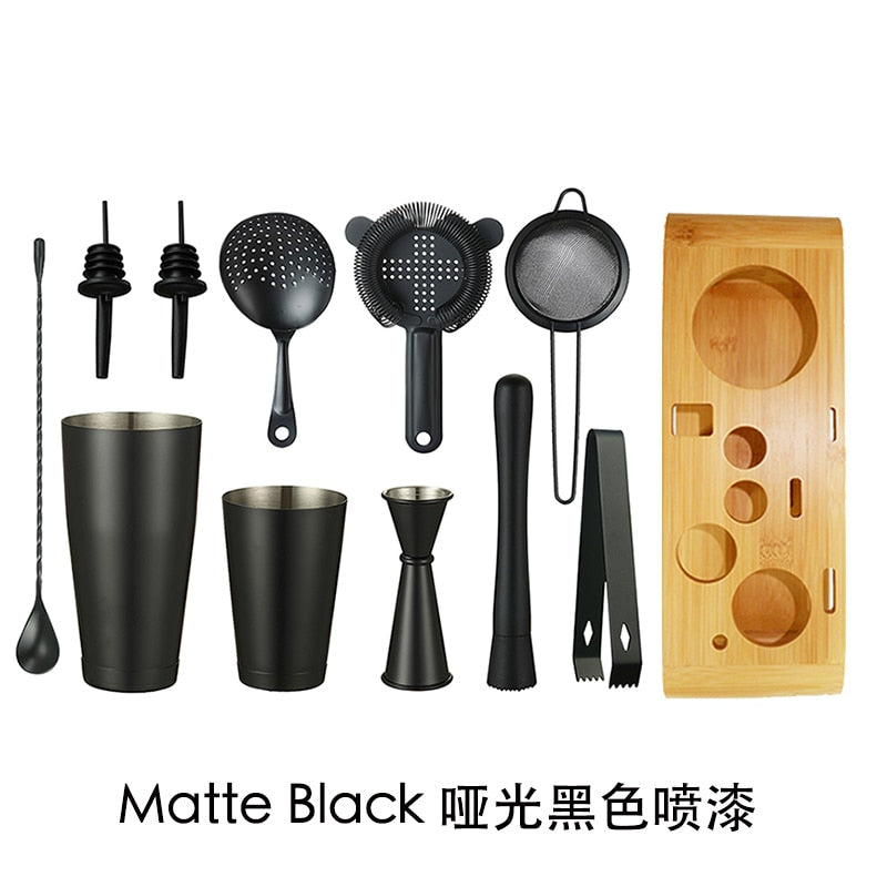 Cocktail Shaker Bar Set: Weighted Boston Shakers, Cocktail Strainer Set,Jigger, Cocktail Muddler,Spoon, Ice Tong,Pourers