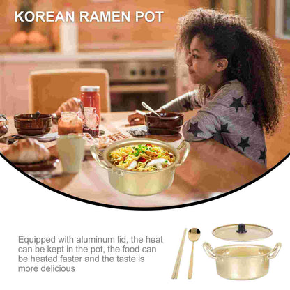 Yellow Outdoor Decor Korean Ramen Pot Noodle Lid Cauldron Aluminum Stock Household Cookware Portable Cooking Instant