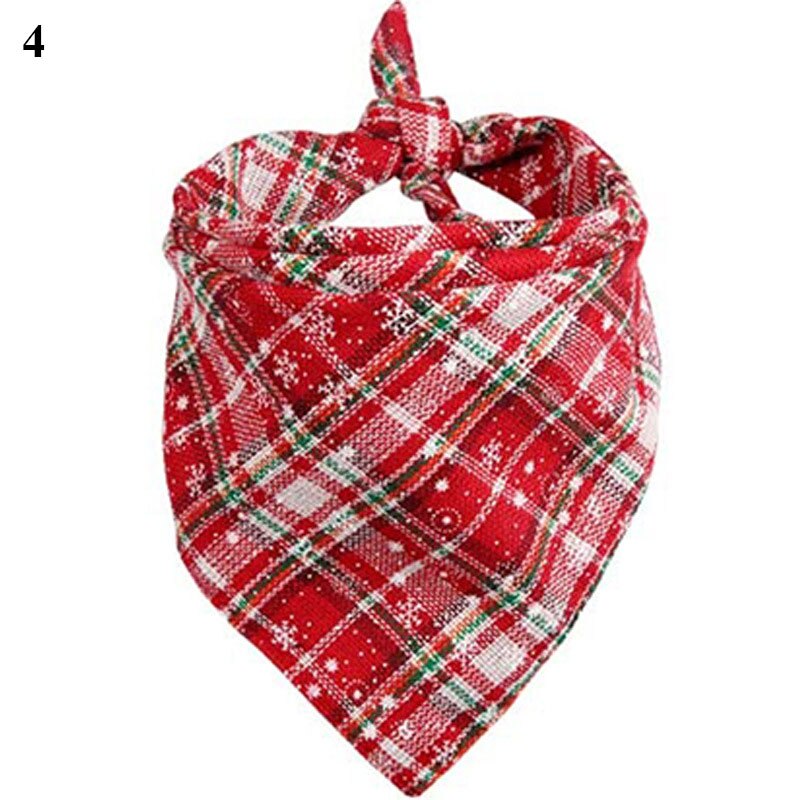 Dog Bandanas Large Pet Scarf Christmas Snow Print Dog Cotton Plaid WashableBow ties Collar Cat Dog Scarf Large Dog Accessories