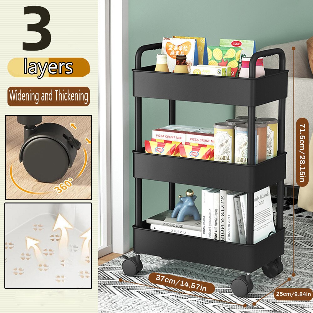 Mobile Storage Rack Trolley Kitchen Bathroom Bedroom Multi Storey Snacks Storage Rack with Wheels Organizer Home Accessories