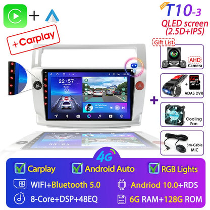 For Citroen C4 C-Triomphe Quatre 2004-2014 Car Radio Multimedia Carplay 2Din DVD Head Unit Stereo Speaker Audio Android 11 Video