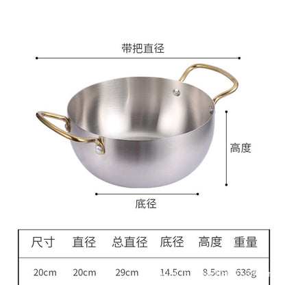 Instant Noodles Korean Style Stainless Steel Soup Pot Induction Cooker Available Household Binaural Stainless Steel  Ramen Pot