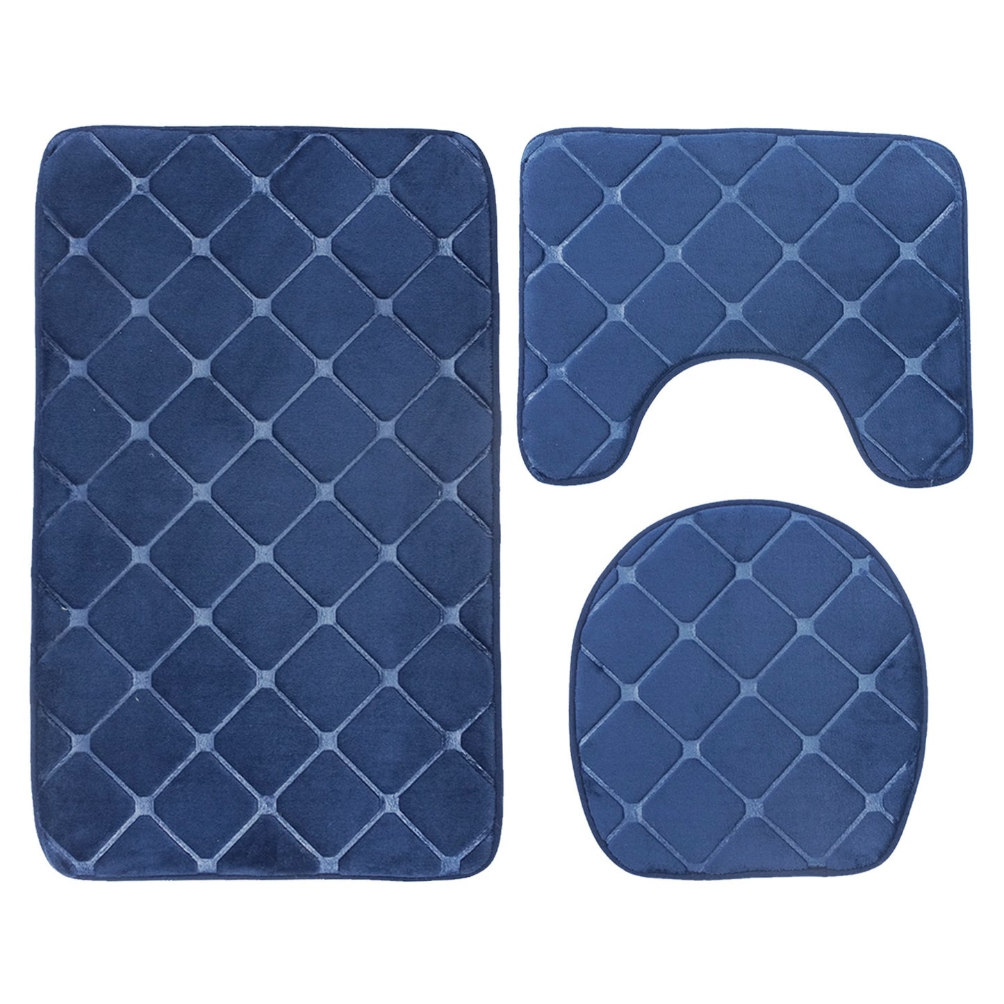 Set of 3 Bathroom Bath Mat Set Soft Non Slip 2PCS Cobblestone Mat Bathroom Rug Absorbent Shower Carpets Toilet Lid Cover Floor