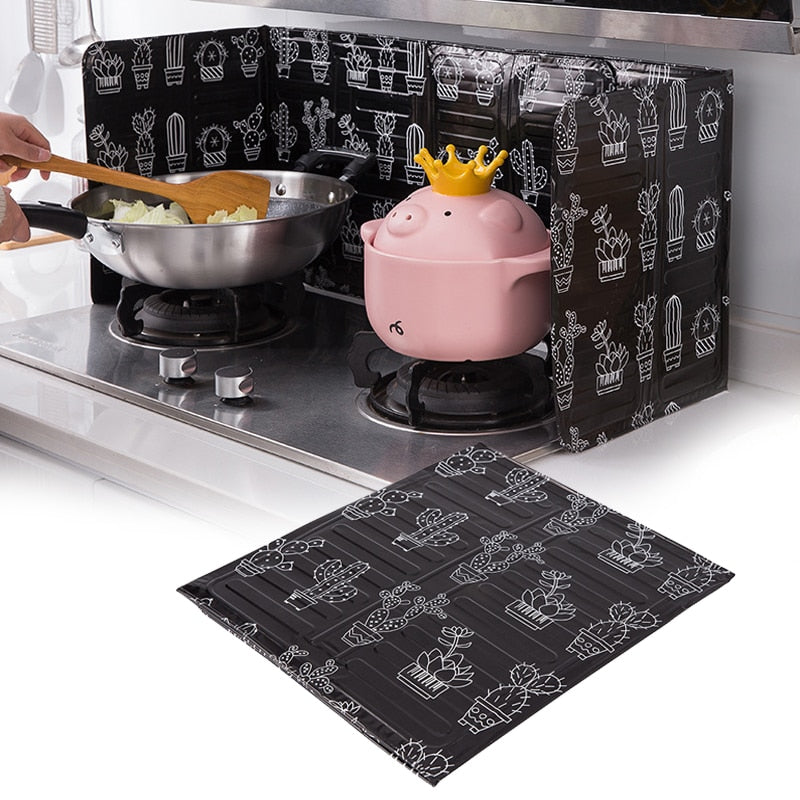 Foldable Kitchen Gas Stove Baffle Plate Board Aluminum Oil Splash-proof Protection Screen Gas Stove Kichen Accessories