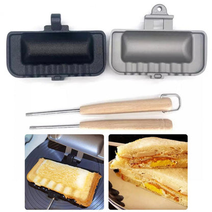 Sandwich Mold Food Grade Double-sided DIY Aluminum Alloy Gas Stove Sandwich Baking Pan Cooking Tool Kitchen Gadgets