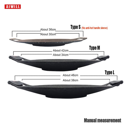 Non-stick Grilling Pan BBQ Baking Dishes Pans Multi-purpose Induction Cooker for Outdoor Camping Kitchen Bakeware Household Tool