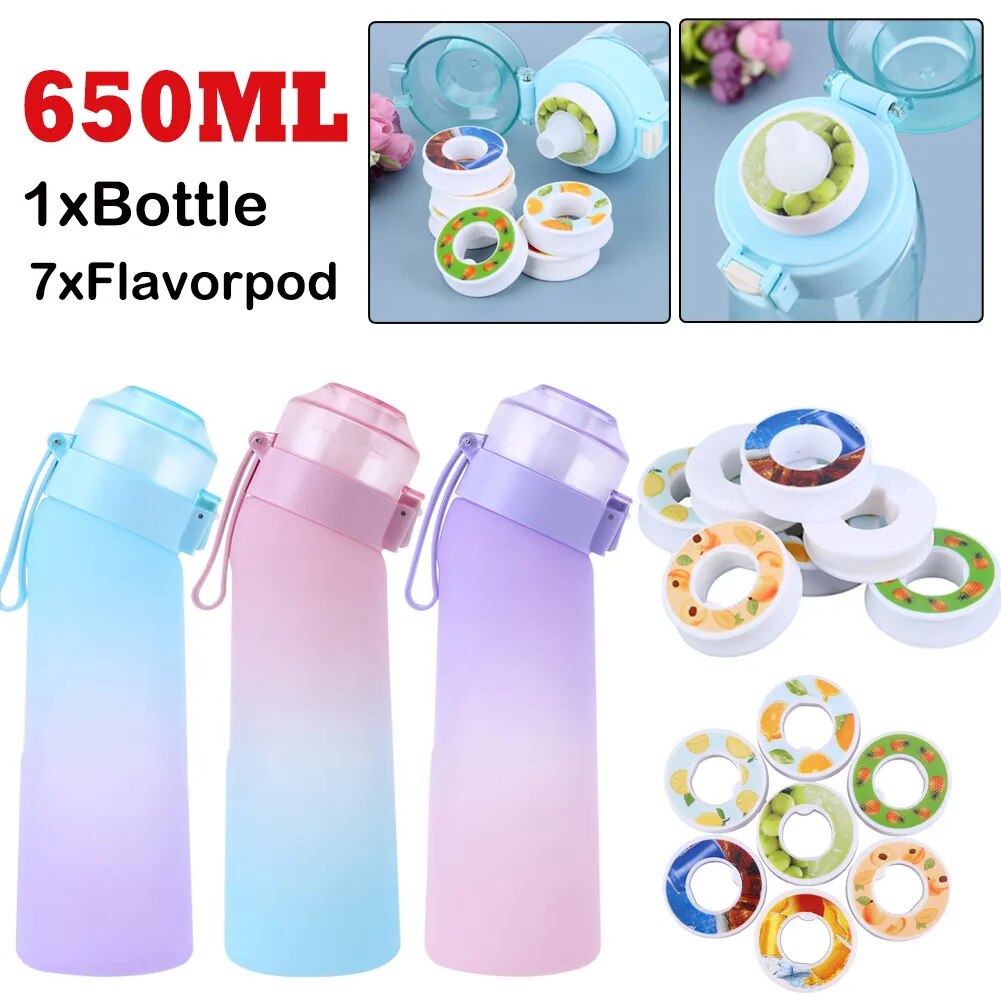 650ml Air Flavored Water Bottle with 7Pcs Air Up Pods Flavors Up Fashion Straw Mug Water Bottle Suitable for Sports Water Cup