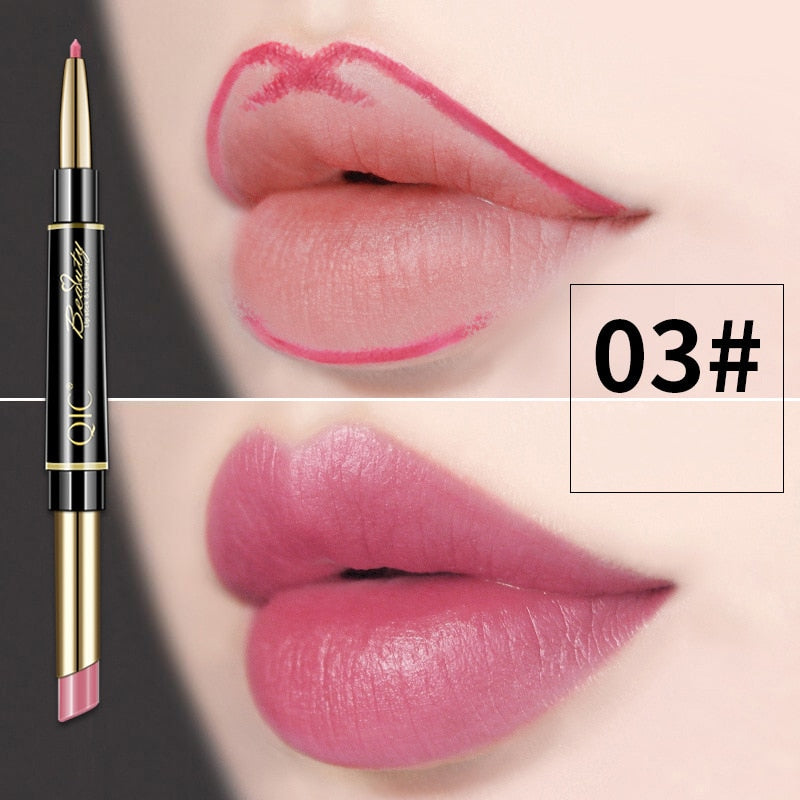 2 IN 1 Lip Liner Waterproof Matte Lipstick Pencil Sexy Red Long Lasting Lipliner Makeup Cosmetics