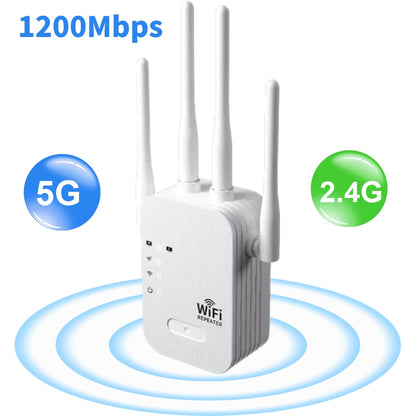 1200Mbps WiFi Repeater Wireless WIFI Extender WiFi Booster 5G 2.4G Dual-band Network Amplifier Long Range Signal WiFi Router