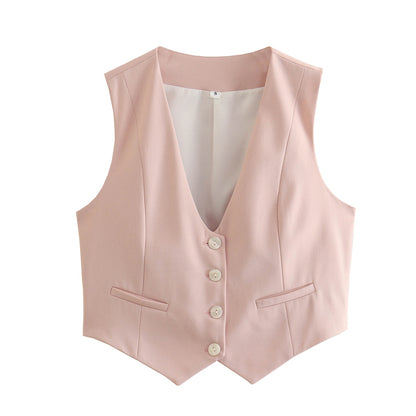 SLTNX 2023 Fashion Women's Vest Summer Sleeveless Vests for Women Chic V-Neck Single-breasted Ladies White Waistcoat Tops New In