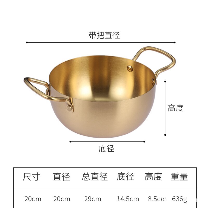 Instant Noodles Korean Style Stainless Steel Soup Pot Induction Cooker Available Household Binaural Stainless Steel  Ramen Pot