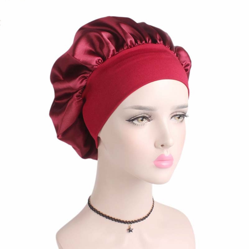 Unisex Head Wrap Elastic Band Cap For Brimmed Night Hat Bath Cap Extra Large Satin Silky Bonnet Sleep with Premium Elastic Band