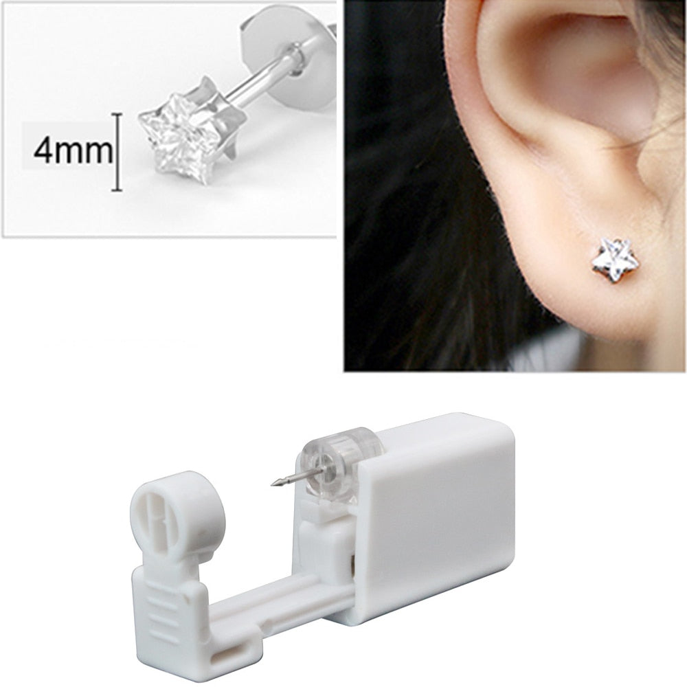 1/2/4Pcs Disposable Sterile Ear Piercing Unit Cartilage Tragus Helix Piercing Gun No Pain Piercer Tool Machine Kit Stud Jewelry