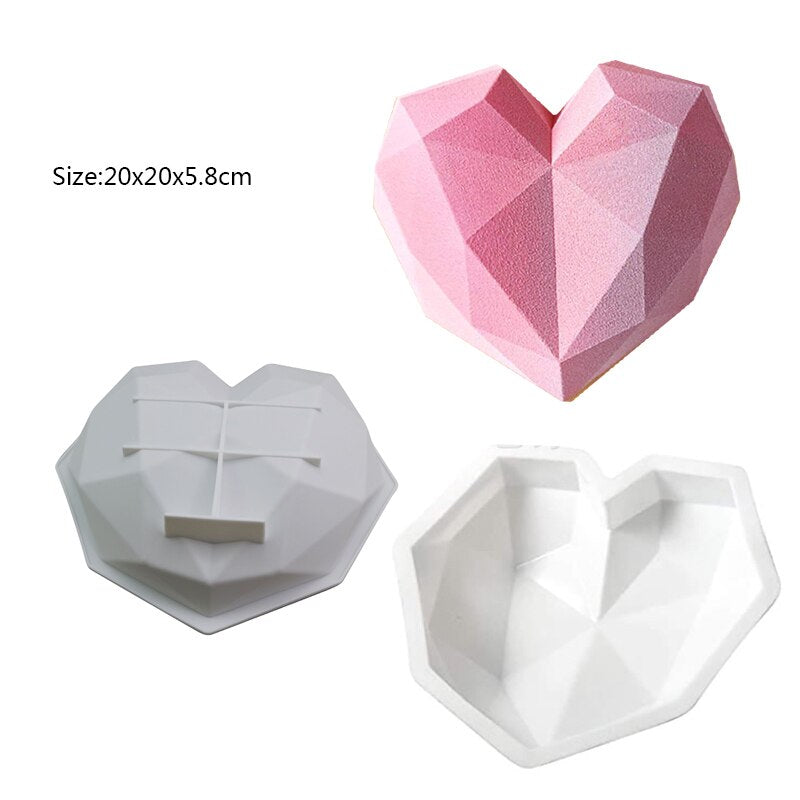 Heart Shaped Silicone Mold Cake Mousse Baking Forms Tray Silicon Soap Candle Making Moulds Kitchen Bakeware Tool