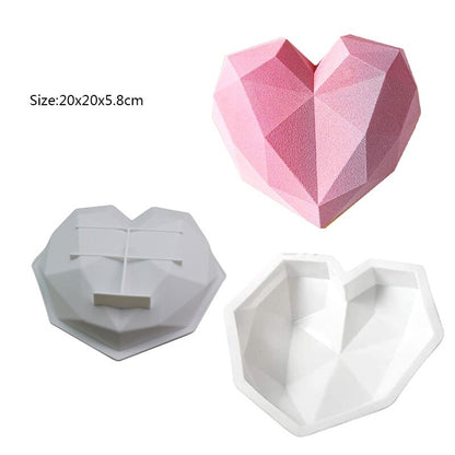 Heart Shaped Silicone Mold Cake Mousse Baking Forms Tray Silicon Soap Candle Making Moulds Kitchen Bakeware Tool