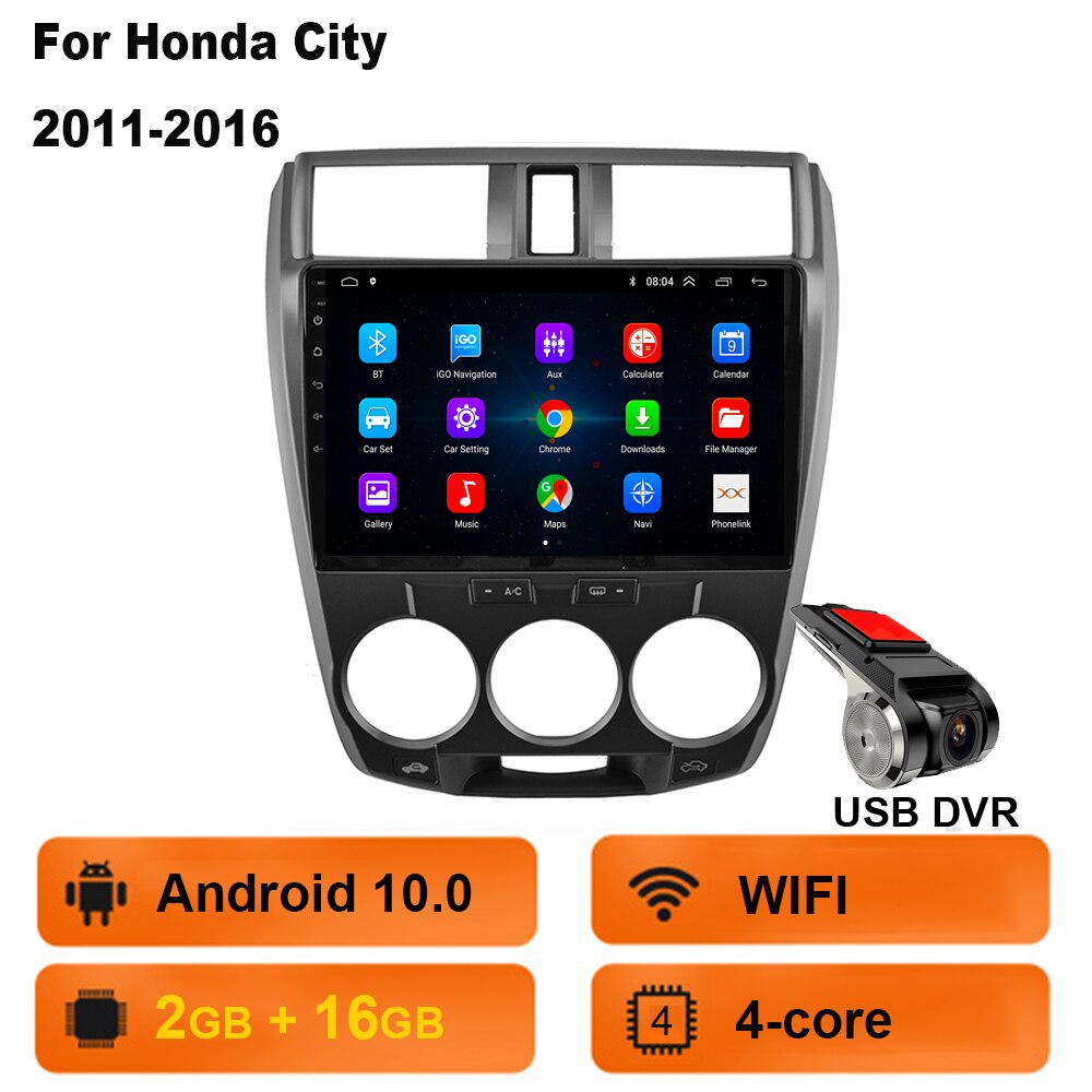 Android 2 Din Car Radio multimedia video player For Honda City 2008 2009 2010 2011 2012 2013 2014 navigation GPS audio 2din dvd