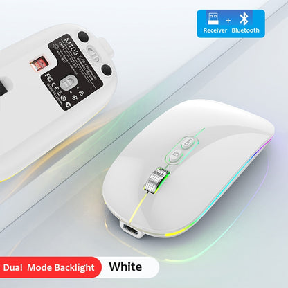 Dual Mode Bluetooth 2.4G Wireless Mouse One-Click Desktop Function Type-C Rechargeable Silent Backlight Mice for Laptop PC New