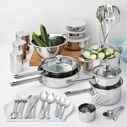 Mainstays Stainless Steel Cookware and Kitchen Combo Set