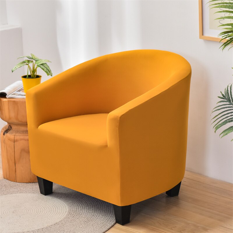 Single Seat Armchair All Cover Solid Color Stretch Club Couch Slipcover Simple Morden Style For Living Room Home Hotel Bar Decor