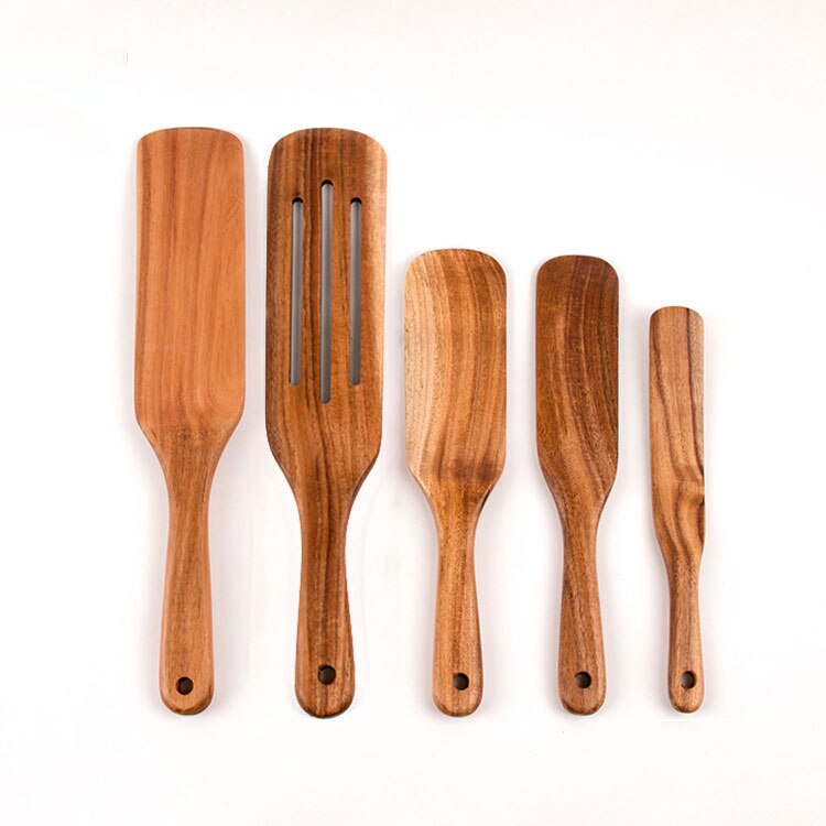 Kitchen Utensils Manufacturers Custom All Types Acacia Wooden Kitchen Tools Accessories Cooking Cookware Spatula Utensils Set