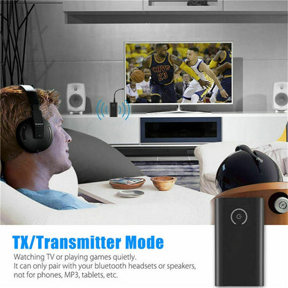 2 in 1 Bluetooth 5.0 Transmitter Receiver TV PC Car Speaker 3.5mm AUX Hifi Music Audio Adapter/Headphones Car Stereo Device