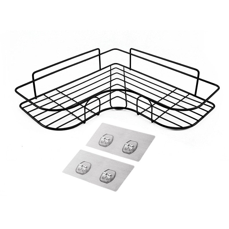 Bathroom Shelf Shampoo Storage Rack Bath Hanging Basket Iron Cosmetic Holder Punch-Free Kitchen Seasoning Organizer Accessories