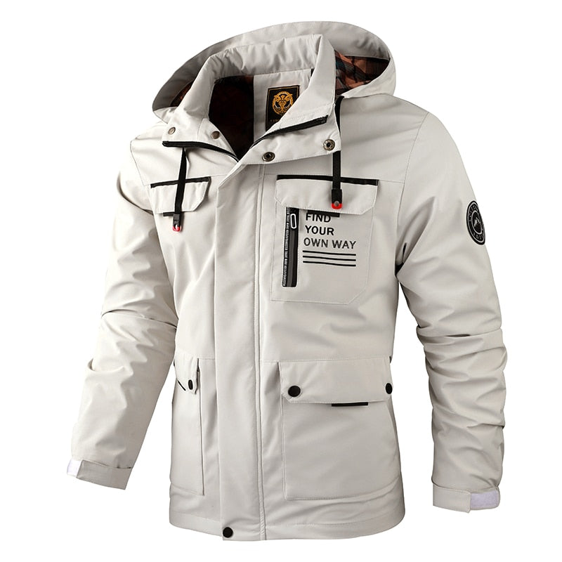 Fashion Men&#39;s Casual Windbreaker Jackets Hooded Jacket Man Waterproof Outdoor Soft Shell Winter Coat Clothing Warm Fleece Thick