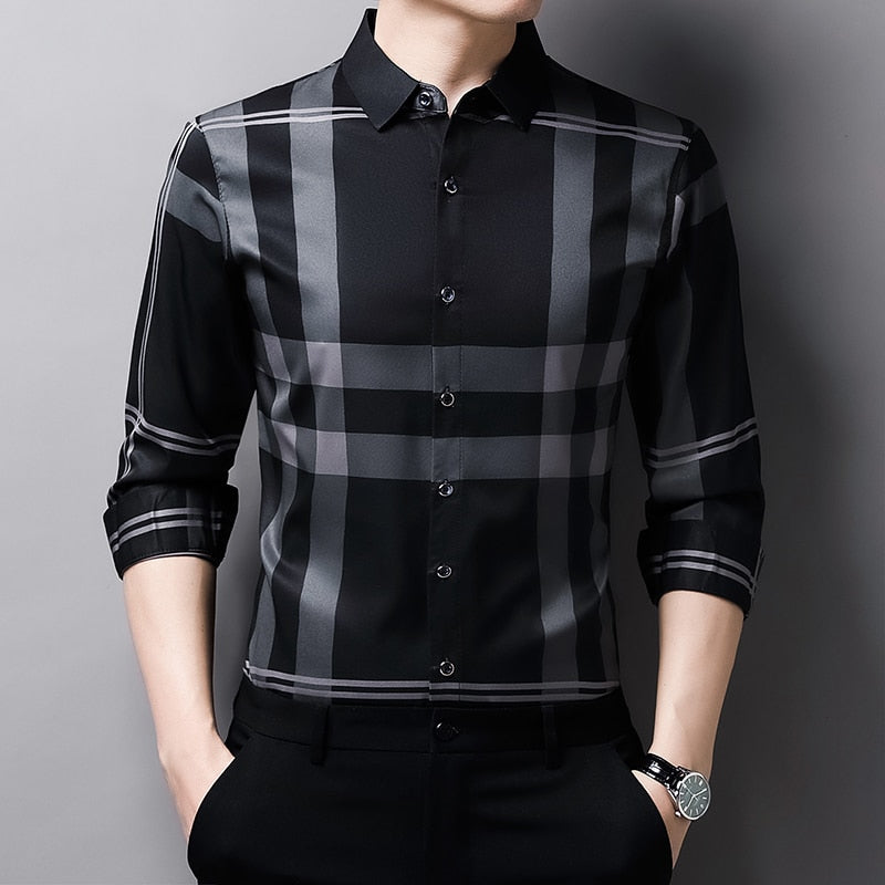 2022 brand designer striped mens shirts for men clothing korean fashion long sleeve shirt luxury dress casual clothes jersey 914