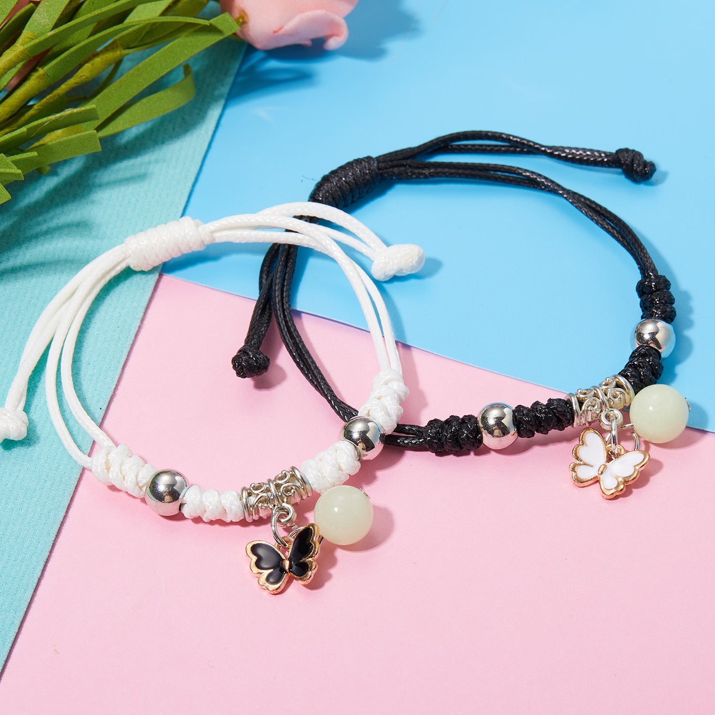 2023 Luminous Cat Star Moon Bracelet Couple Charm Handmade Adjustable Rope Matching Friend Bracelet Infinite Love Jewelry Gifts