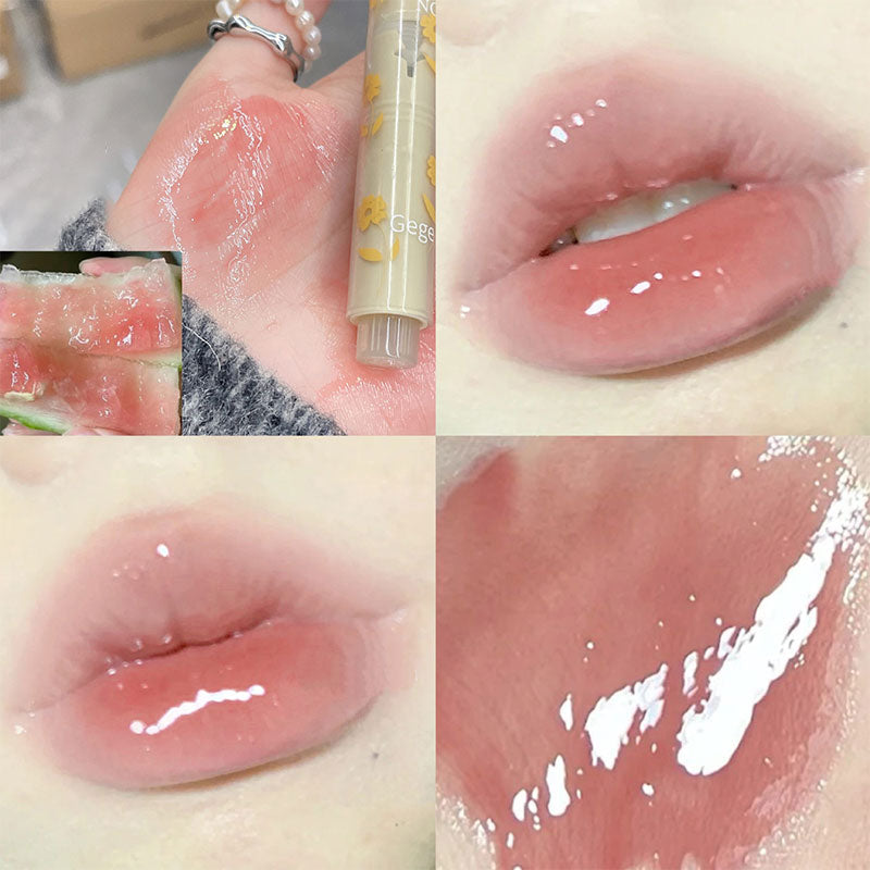FLORTTE Love Shape Lipstick Flower Jelly Water Lip Gloss Clear Light Hydrating Lip Tint Non-stick Cup Korea Cosmetic