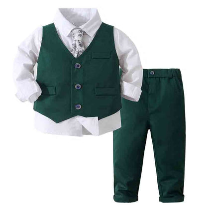 Kids Boy Gentleman Clothing Set Long Sleeve Shirt+Waistcoat+Pants Toddler Boy Outfits for Wedding Party Dress Outfits