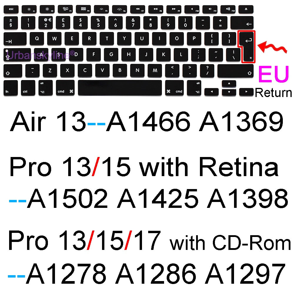 Keyboard Cover for Macbook Air 13 M2 Pro 13 M1 14 Max 15 16 Bar ID 17 Retina 11 Silicone Protector Skin Case A2337 A2779 A2681