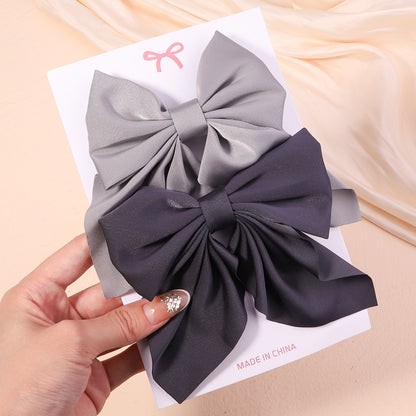 2Pcs/set Women Girls Sweet Solid Bowknot Hair Clips Print Bows Hairpins Ribbon Barrettes Duckbill Clip Headwear Hair Accessories