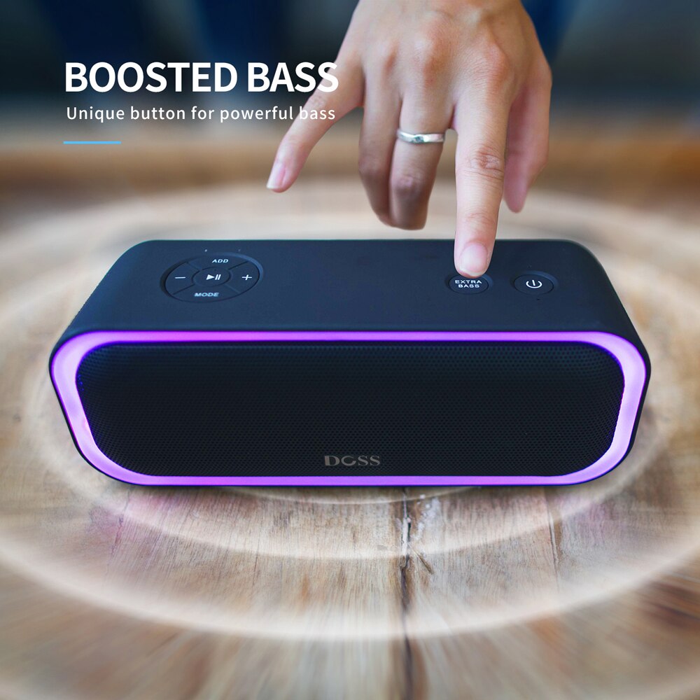 DOSS TWS Wireless Bluetooth Speaker SoundBox Pro Enhanced Bass Stereo Sound Box Portable IPX5 Waterproof Music Player Speakers