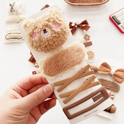 Coffee Warm Color Cute Cartoon Princess Hairpins Children Girls Kid Hair Clips Barrettes Accessories Hairclip Headwear Headdress