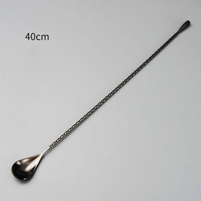 30/40/50cm Stainless Steel Stir Bar Spoon Mixing Ounces Cocktail Scoops Spiral Pattern Bartender Tools Teadrop Spoon Bar Tool