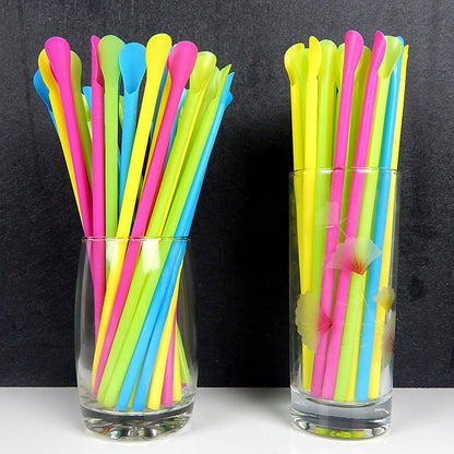 500Pcs plastic Straws Drinking Straw Spoon Bar Pub Slush Straw For Birthday Celebration Party Supplies New Fast Delivery