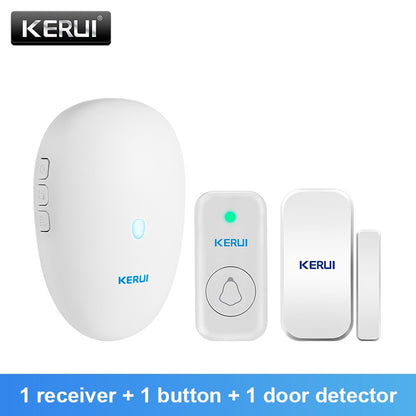 KERUI M521 Outdoor Wireless Doorbell Smart Home Security Welcome Chime Kit Door Bell Alarm LED Light Outdoor Button Battery