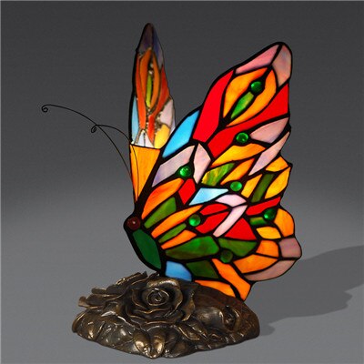 Tiffany Table Lamp Retro Stained Glass Butterfly Desk Lamp Hotel Decor Table Lamp Bedroom LED Night Light Christmas Decoration