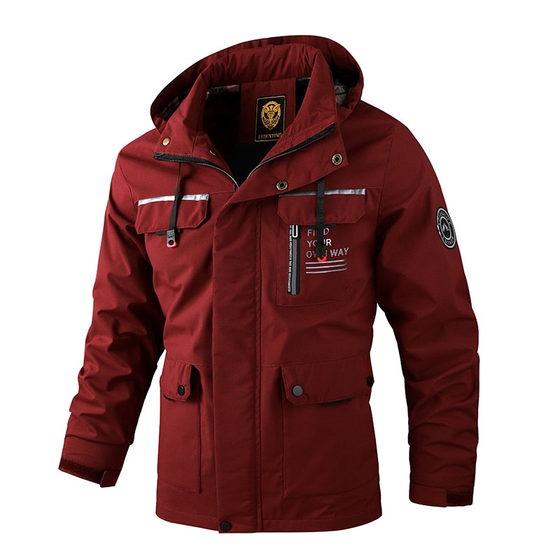 Fashion Men&#39;s Casual Windbreaker Jackets Hooded Jacket Man Waterproof Outdoor Soft Shell Winter Coat Clothing Warm Fleece Thick