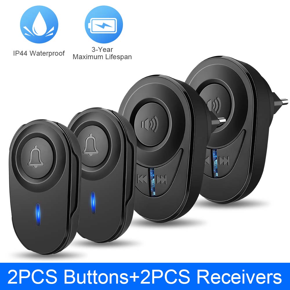 Elecpow Wireless Doorbell Outdoor Waterproof Smart Home Door Bell Elderly Emergency Call Reminder LED Flash Home Security Alarm