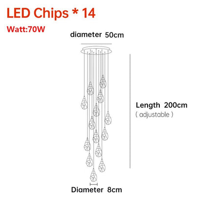 K9 Nordic Crystal Cube Chandelier Indoor Decor Led Light For Home Staircase Loft Spiral Hanging Lamp Living Dining Room Bedroom